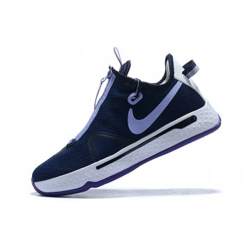 2020 Nike PG 4 Navy Blue White-Purple Shoes